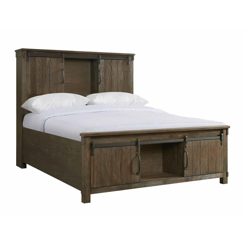 Elements International Scott SC370QB Queen Platform Storage Bed - Walnut