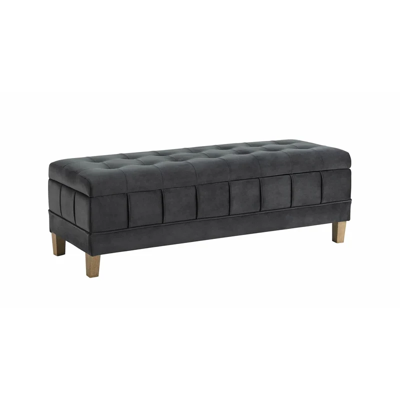 Elements International Crosby Tufted Storage Ottoman - Gun Metal