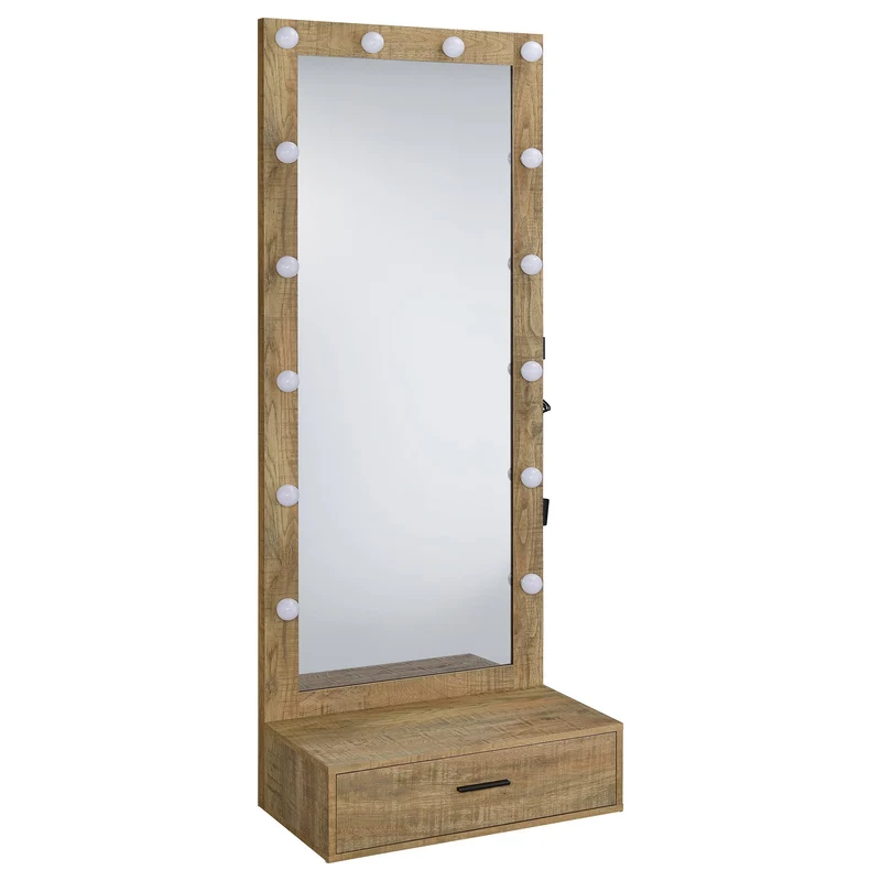Coaster Furniture Spector 960965 1-drawer Lighted Full-Length Floor Mirror - Mango