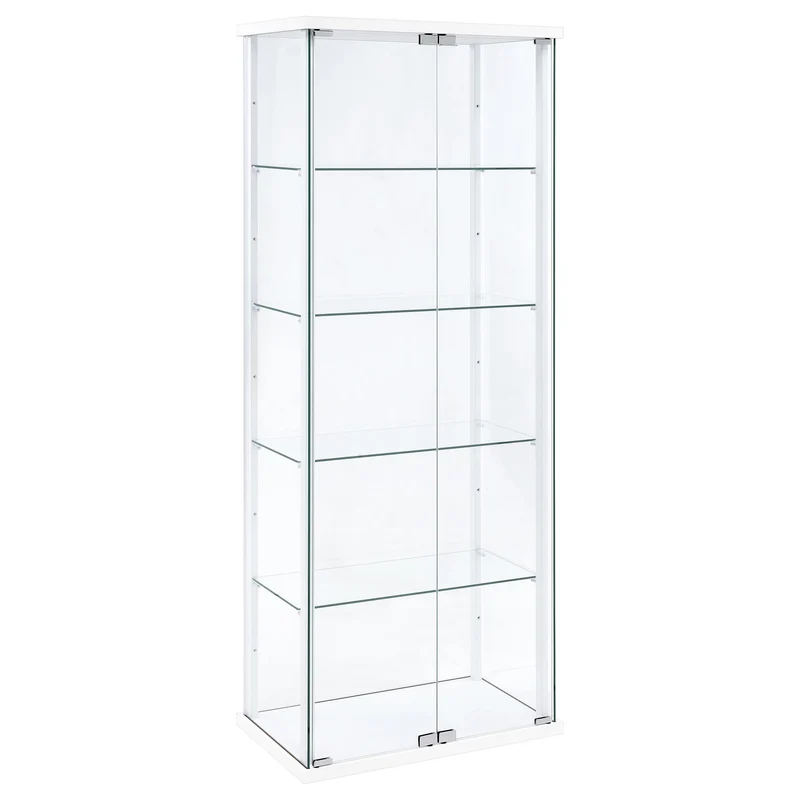Coaster Furniture Delphinium 950170WHT 4-Shelf Clear Glass Curio Display Cabinet - White