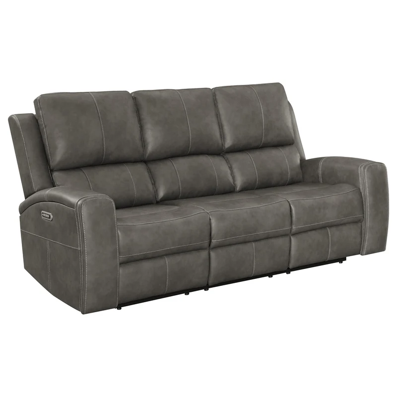 Coaster Furniture Brickston 603431PPP Triple Power Reclining Sofa - Charcoal