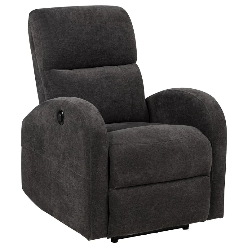 Coaster Furniture Grant 603293P Fabric Upholstered Power Recliner Chair - Charcoal Grey