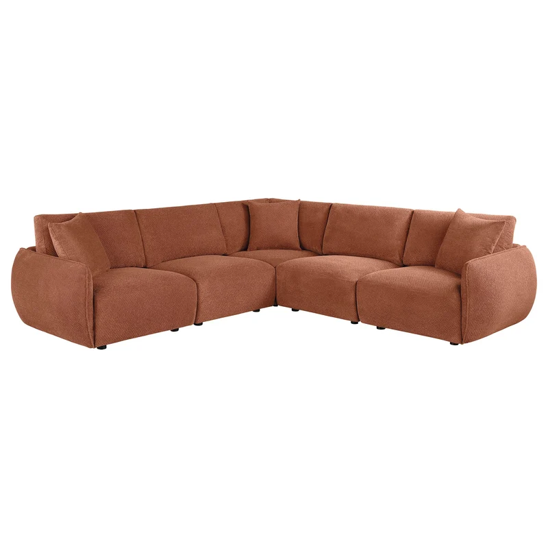 Coaster Furniture Elysia 551891-SETA 5-piece Chenille Upholstered Modular Sectional Sofa - Coral