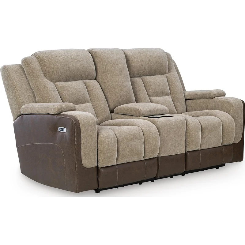 Signature Design by Ashley Mixed Motion PC8350418 Power Reclining Loveseat with Console & Adjutasble Headrest