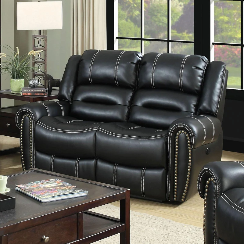 Furniture of America Frederick Reclining Leather Look Loveseat CM6130LV