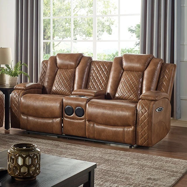 Furniture of America Alexia Power Reclining Leather Look Loveseat CM6346-LV