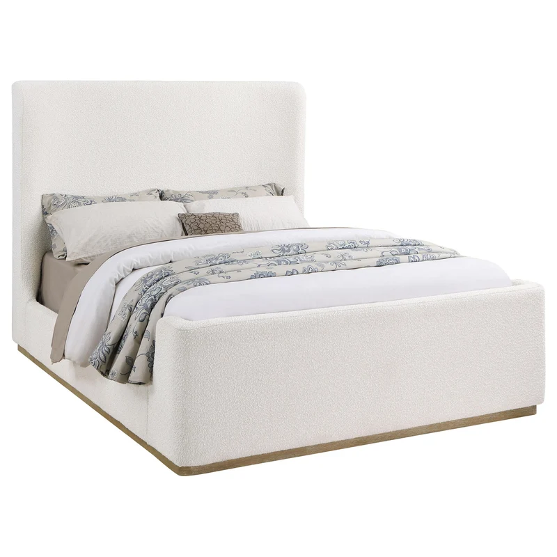 Coaster Furniture Nala 302046KE Upholstered Eastern King Sleigh Bed - Cream