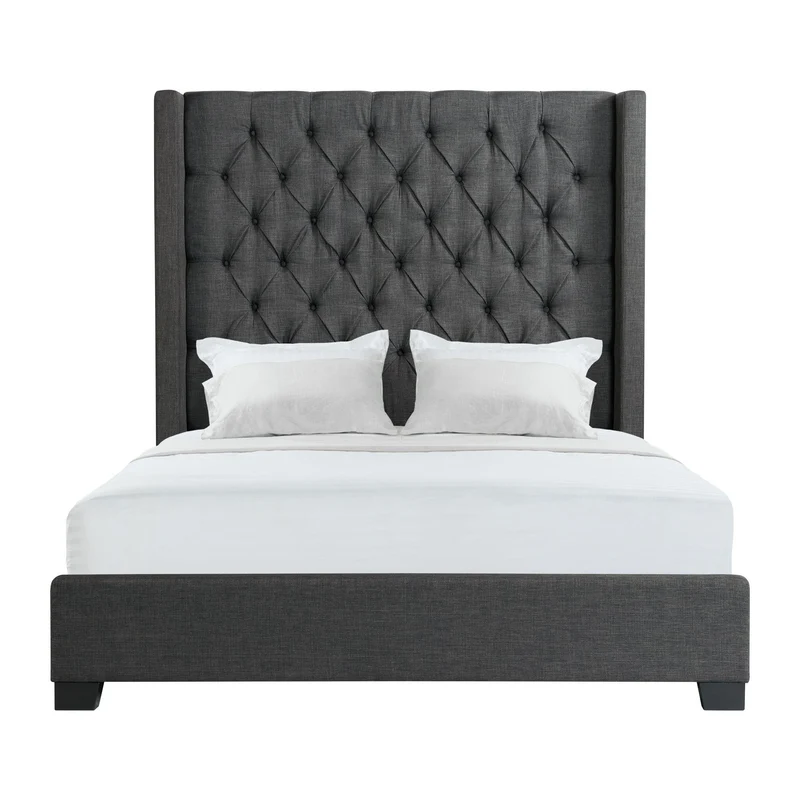 Elements International Morrow UMW090KB King Upholstered Bed - Charcoal
