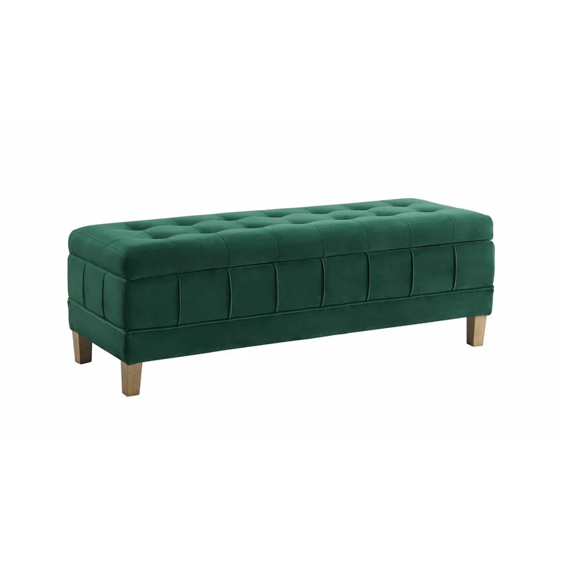 Elements International Crosby Tufted Storage Ottoman - Evergreen