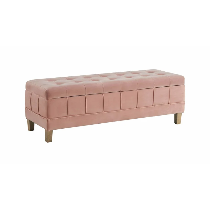Elements International Crosby Tufted Storage Ottoman - Blush
