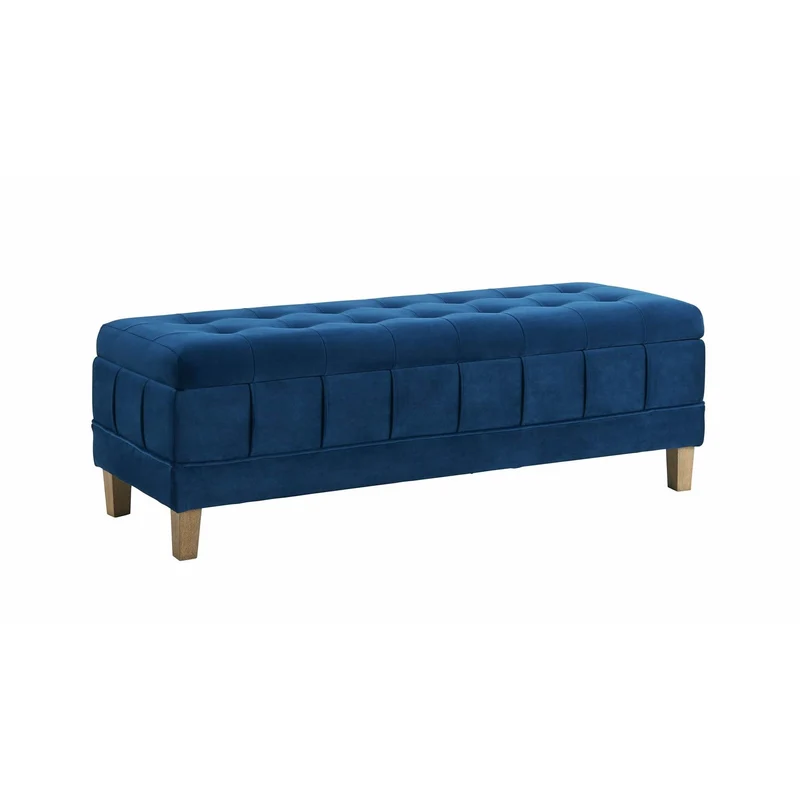 Elements International Crosby Tufted Storage Ottoman - Cobalt