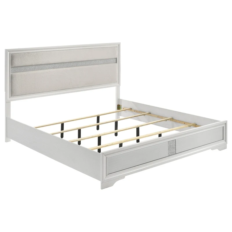 Coaster Furniture Miranda 205110KE 54-inch Upholstered Eastern King Panel Bed - White