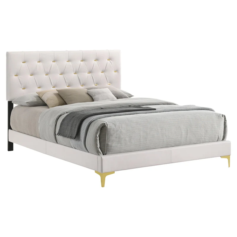 Coaster Furniture Kendall 224401Q Upholstered Queen Panel Bed - White
