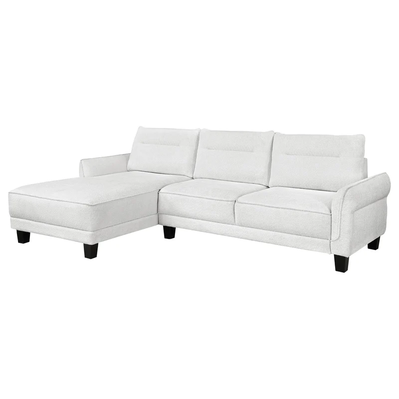 Coaster Furniture Caspian 509550 Upholstered Curved Arm Chaise Sectional Sofa - White