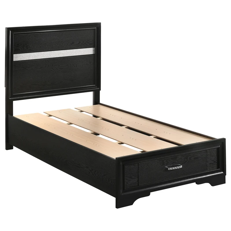 Coaster Furniture Miranda 206361T 51-inch Wood Twin Storage Panel Bed - Black