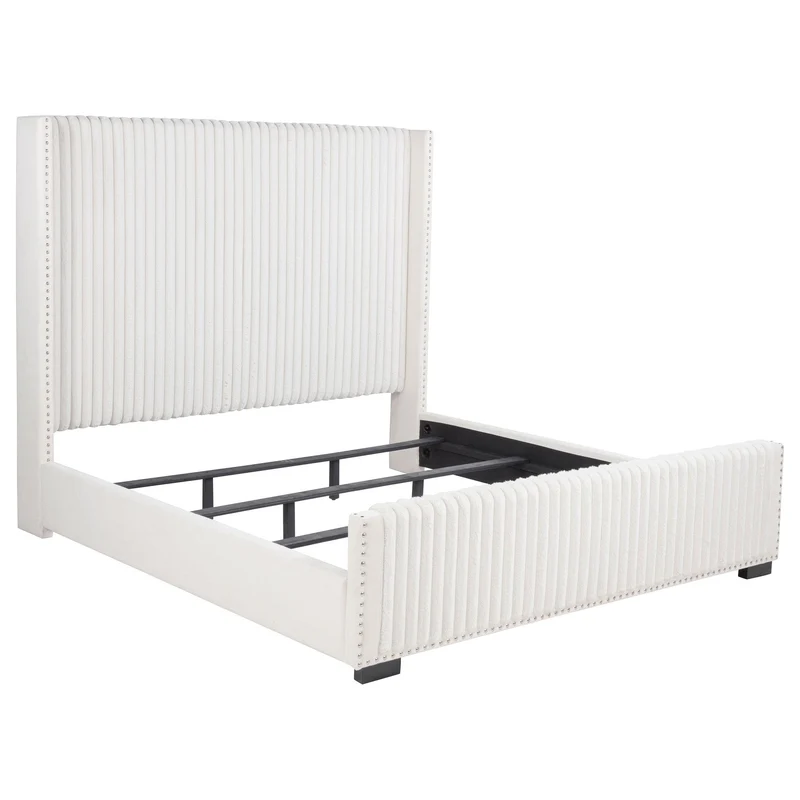 Coaster Furniture Natasha 306051KE 65-inch Upholstered Eastern King Wingback Bed - Cream