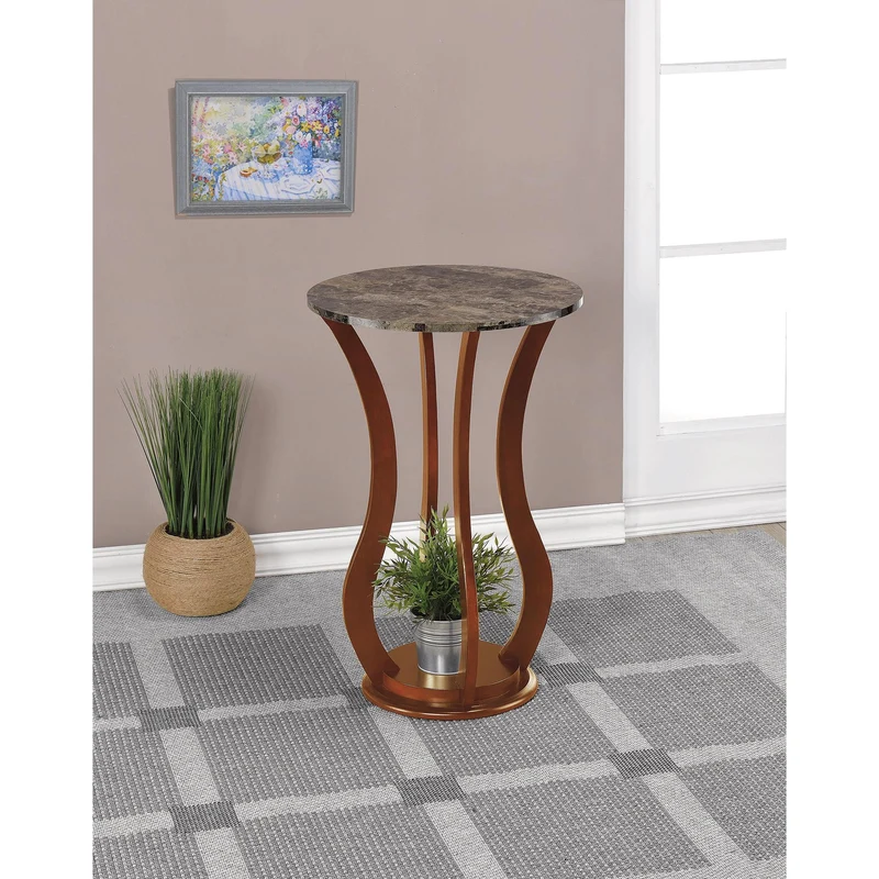 Coaster Furniture Elton 900926 Round Faux Marble Top Accent Side Table - Brown