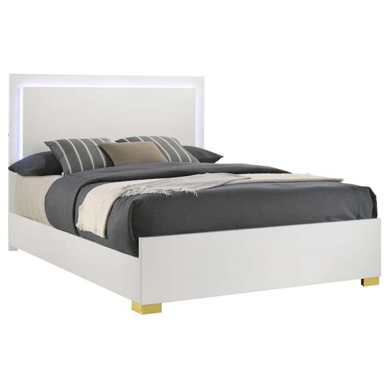 Coaster Furniture Marceline 222931KE Wood Eastern King LED Panel Bed - White