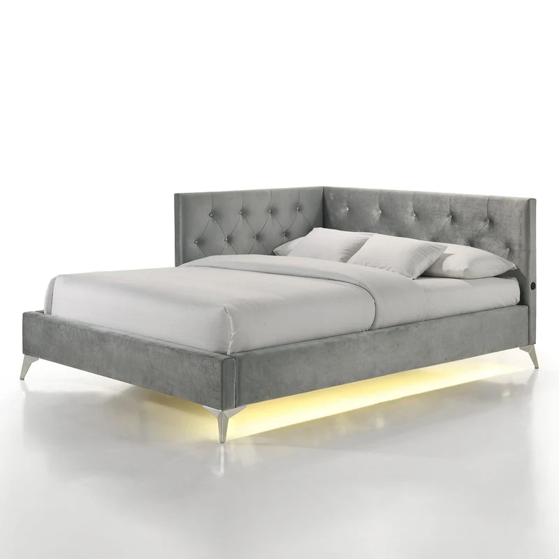Elements International Amberley B-480-3-FCB Full Upholstered Corner Bed