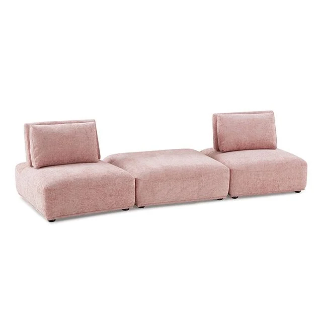 Furniture of America Stavanger FM63001PK-C 2-Seater with Square Ottoman