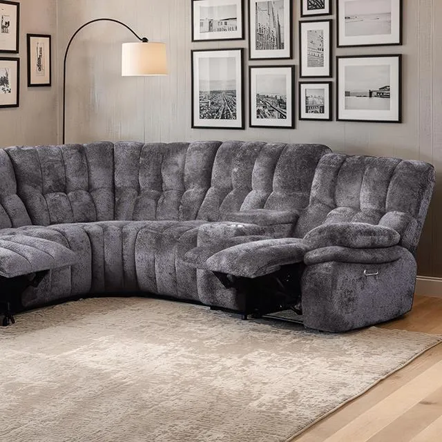 Furniture of America Hieronymus FM64001DG-SECT-PM Power Sectional