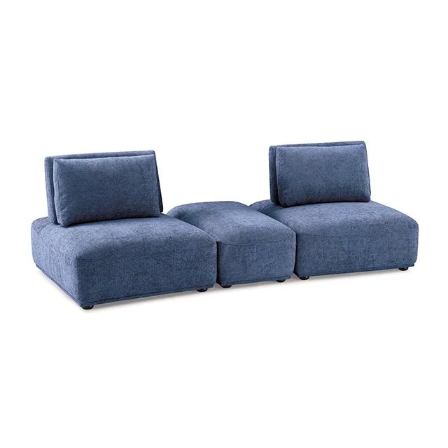Furniture of America Stavanger FM63001BL-E 2-Seater with Rectangular Ottoman