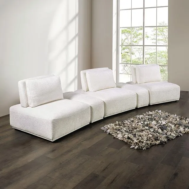 Furniture of America Stavanger FM63001WH-G Curved 3-Seater