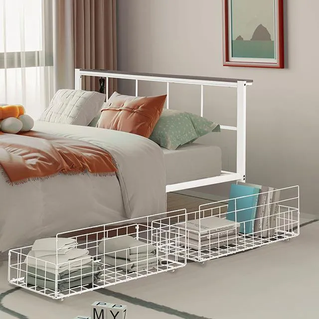 Furniture of America Nicoli FM7901WH-Q Queen Metal Bed with Underbed Storage