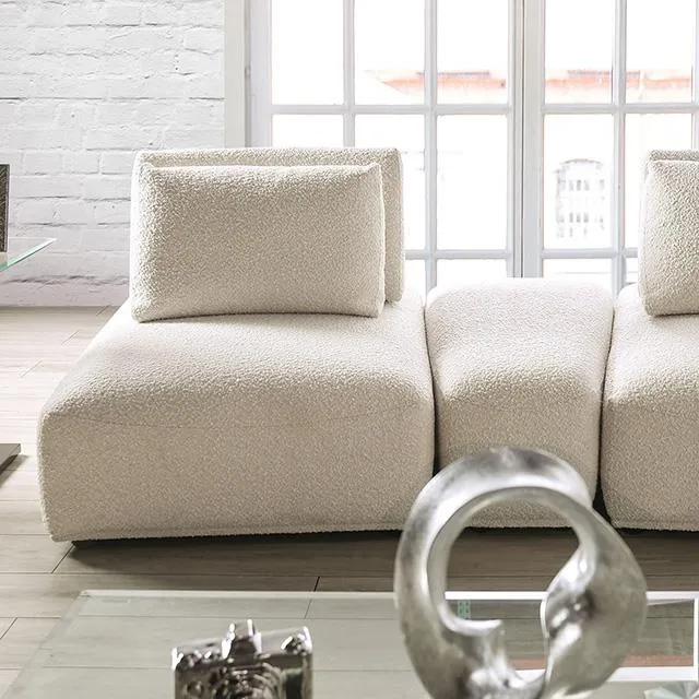 Furniture of America Stavanger FM63001BG-D Curved 2-Seater with Ottoman