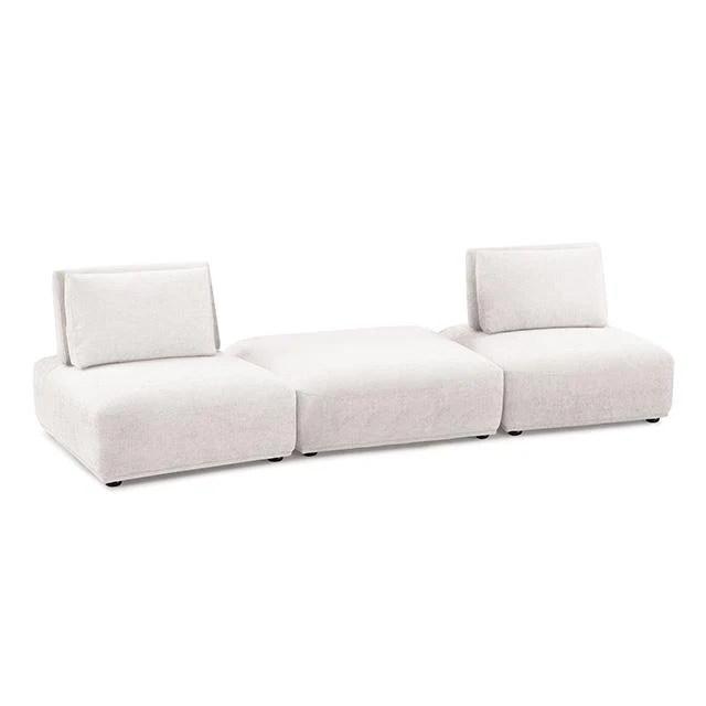 Furniture of America Stavanger FM63001WH-C 2-Seater with Square Ottoman