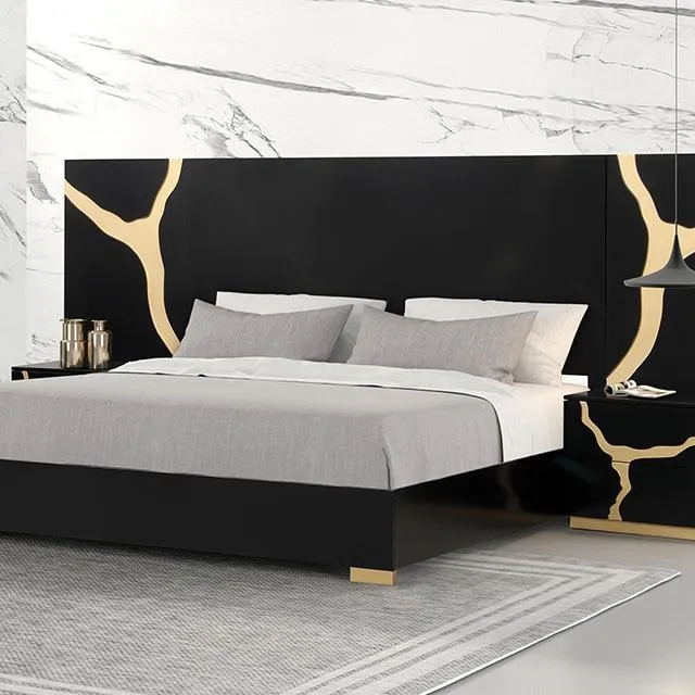 Furniture of America Goldsberg FM7425BK-EK-WP-BED King Bed with Wall Panels