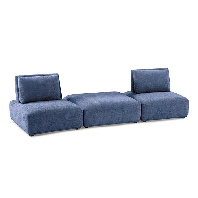 Furniture of America Stavanger FM63001BL-C 2-Seater with Square Ottoman