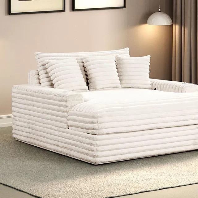 Furniture of America Veyrier FM6901WH-CE 2 Arm Chaise