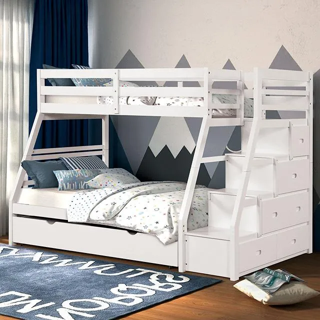 Furniture of America Ellington FM-BK611WH-BED+TR Twin/Full Bunk Bed