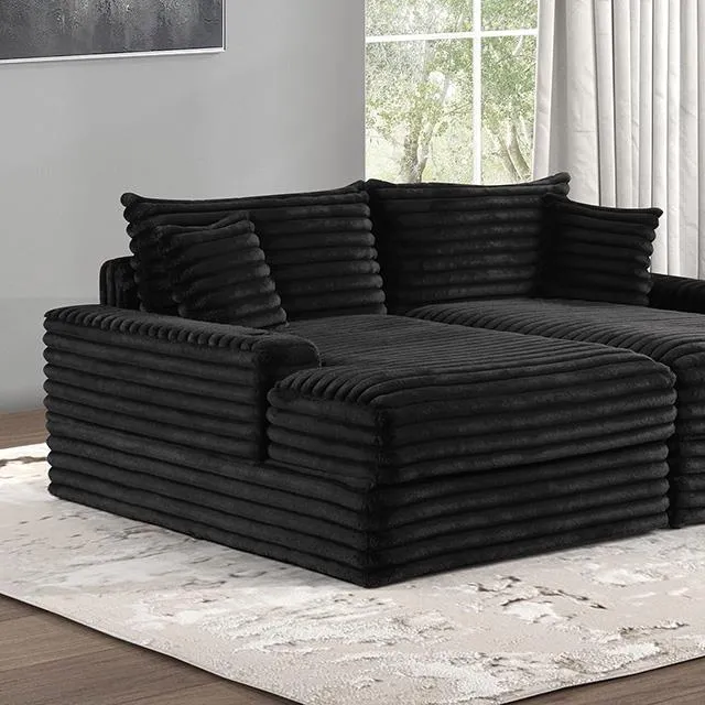 Furniture of America Tavedestrand FM6900BK-PK Double Chaise Sofa