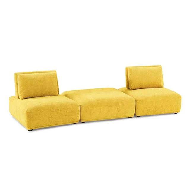 Furniture of America Stavanger FM63001YL-C 2-Seater with Square Ottoman