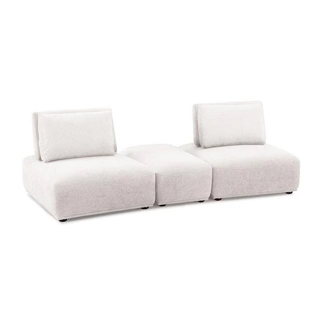 Furniture of America Stavanger FM63001WH-E 2-Seater with Rectangular Ottoman