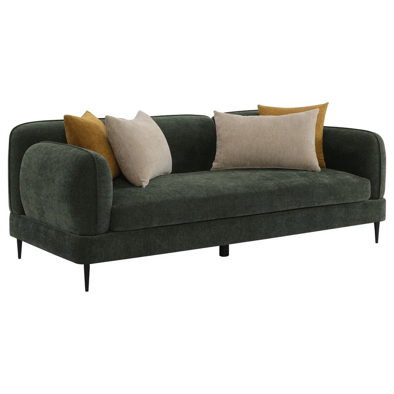 Coaster Furniture Jade 509131 Chenille Upholstered Modern Track Arm Sofa - Green