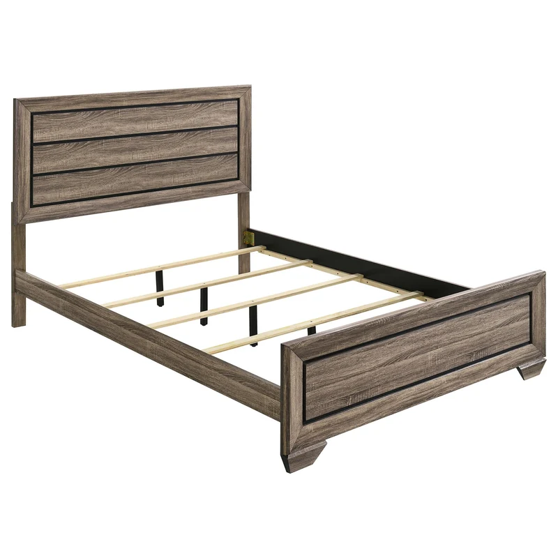 Coaster Furniture Kauffman 204191Q Wood Queen Panel Bed - Washed Taupe