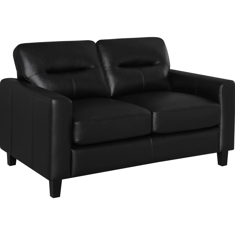 Coaster Furniture Scotland 504665 Faux Leather Upholstered Track Arm Loveseat - Black