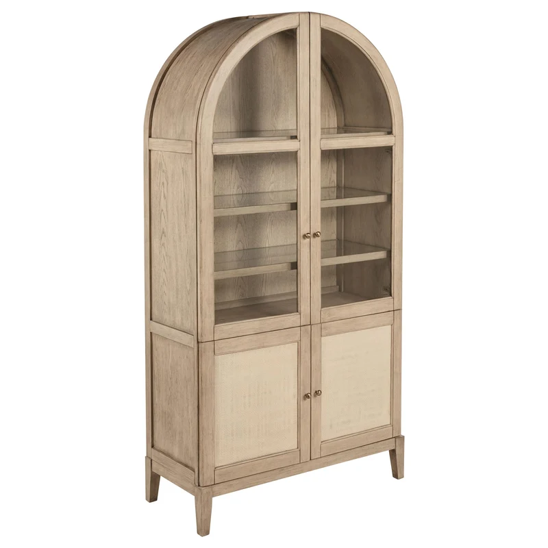 Coaster Furniture Kailani 109386 4-Door Cane Dining Vitrine Display Cabinet - Beige Oak