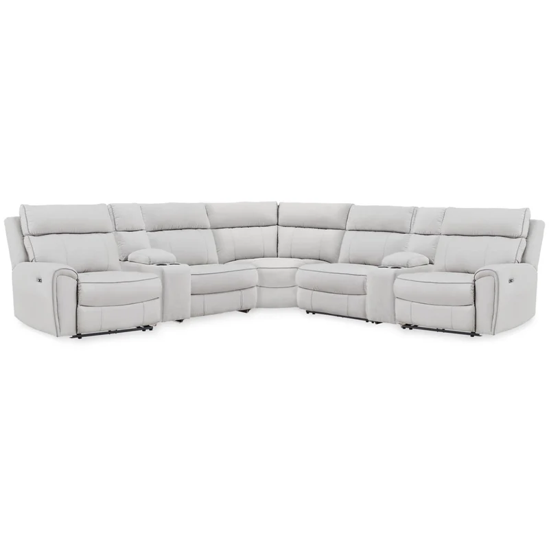 Signature Design by Ashley Social Pointe PC98802S34 7 pc Reclining Sectional with Storage Consoles