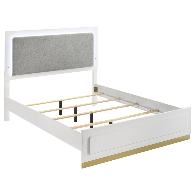 Coaster Furniture Caraway 224771Q Wood Queen LED Panel Bed - White