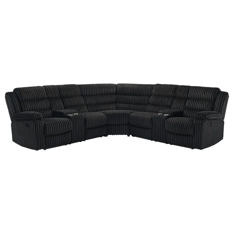Coaster Furniture Atkinson 601520 Upholstered Reclining Sectional Sofa - Black