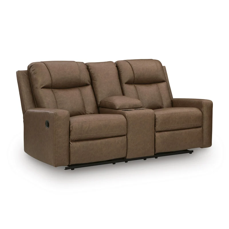 Benchcraft Mackmenville Reclining Leather Look Loveseat with Console 7471494