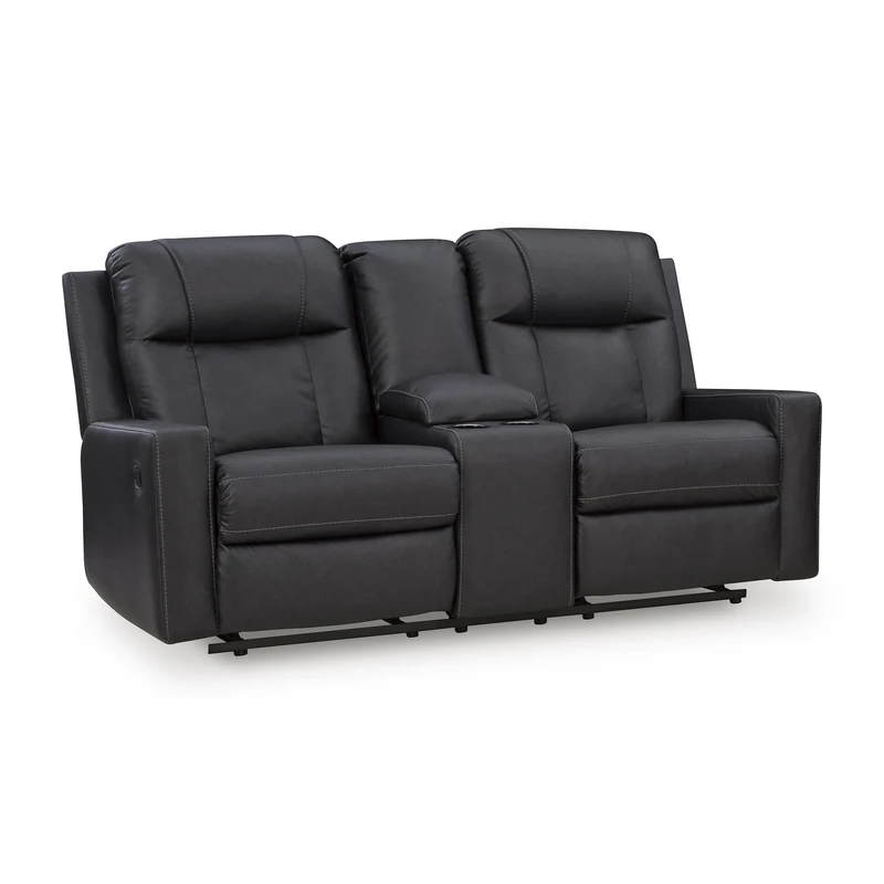 Benchcraft Mackmenville Reclining Leather Look Loveseat with Console 7471394