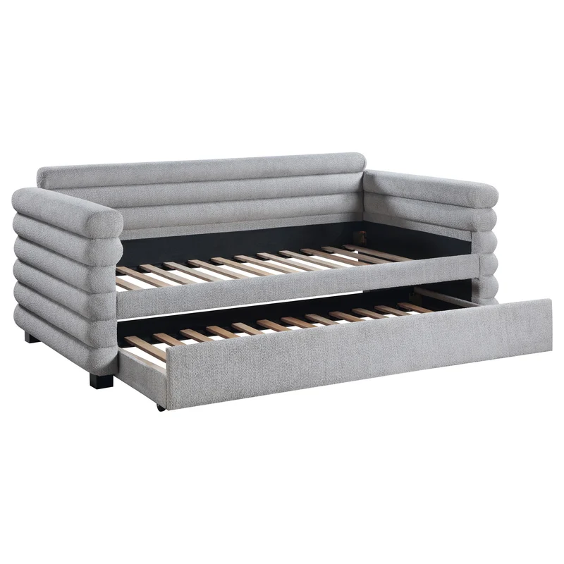 Coaster Furniture Patricia 300718 Boucle Upholstered Twin Day Bed with Trundle - Grey