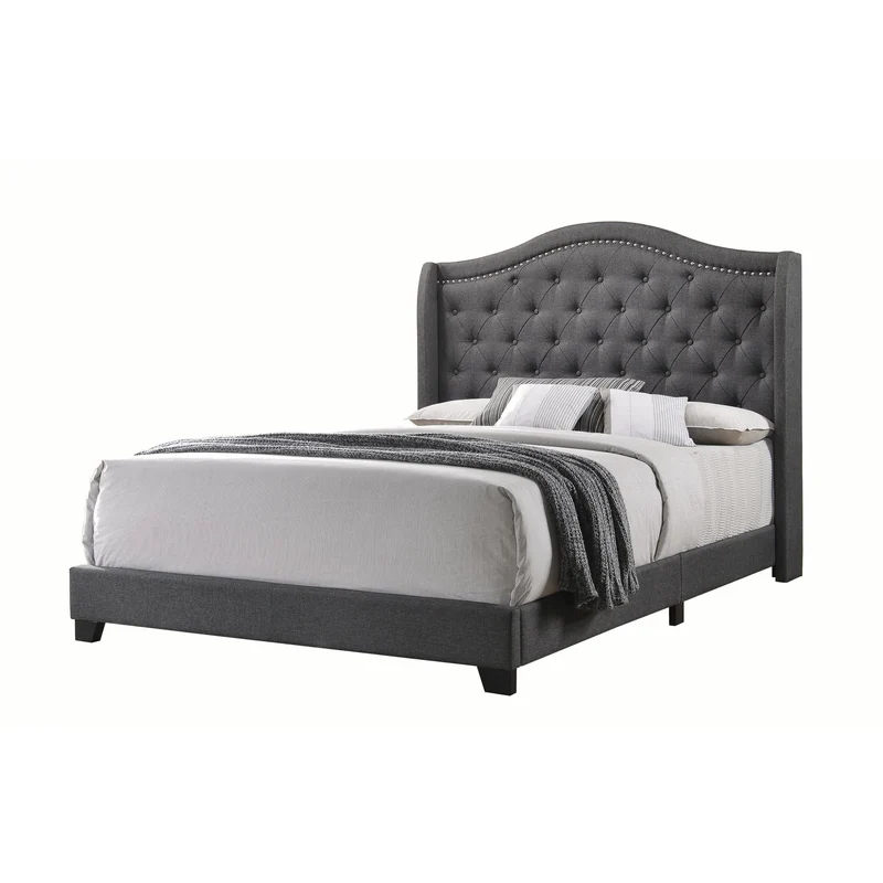 Coaster Furniture Sonoma 310072Q Upholstered Queen Wingback Bed - Grey