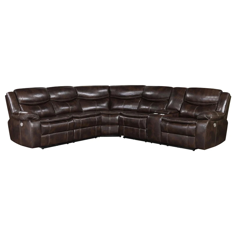 Coaster Furniture Sycamore 610190P Upholstered Power Reclining Sectional Sofa - Brown