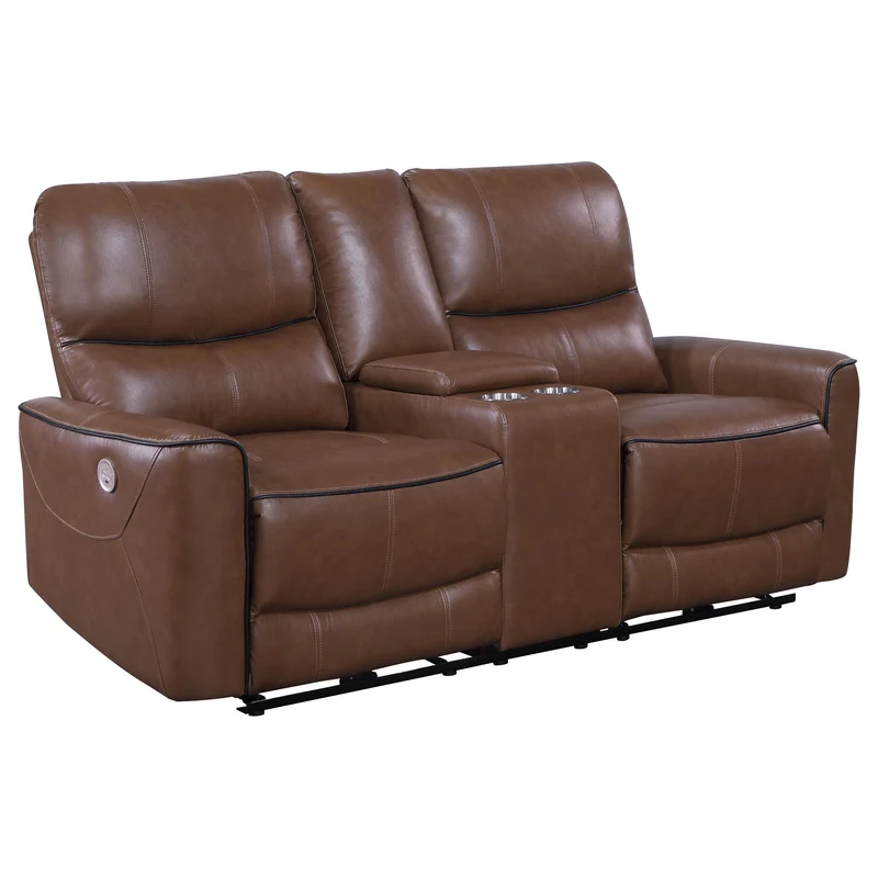 Coaster Furniture Greenfield 610265P Upholstered Power Reclining Loveseat - Saddle Brown